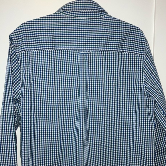 Chaps men’s medium Blue green/ White plaid Gingham long sleeve button up shirt - Picture 12 of 16